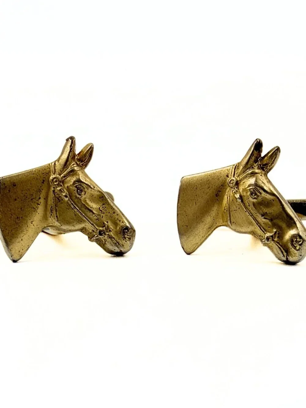 Hickok USA Gold Plated Figural Horse Head Equestrian Motif Cufflinks